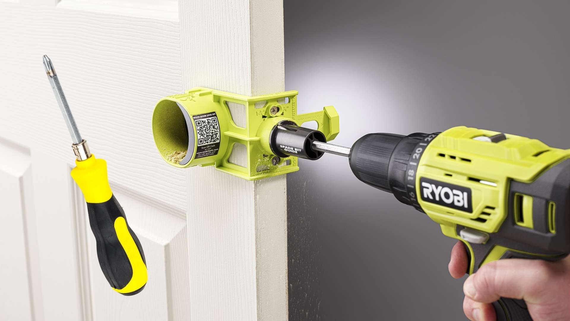 The tools needed for deadbolt installation