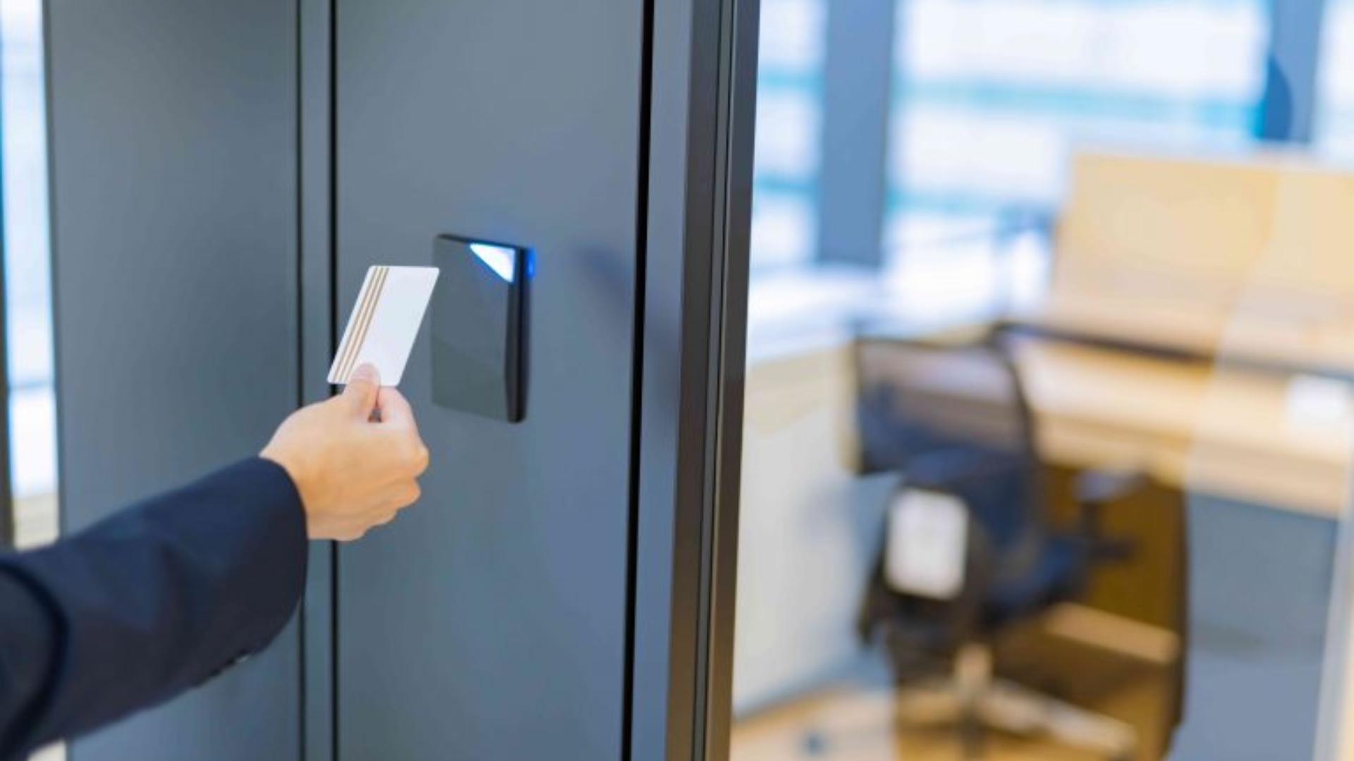 Modern key card access systems for secure office access.